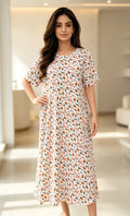 # **100% Cotton Floral Nightgown with Side Pockets-soft&Breathable Womens sleep wear