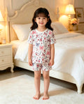 Girls' 100% Cotton Butterfly Print Short Pajama Set