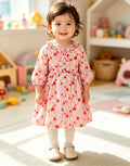 Girls’ Pink Heart & Floral Print Dress – Elegant Baby & Toddler Dress