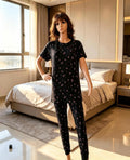 Black Floral Women's Pajama Set – International Brand
