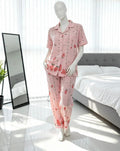 Women’s Cotton Short-Sleeve Pajama Set with Front Buttons & Strawberry Print