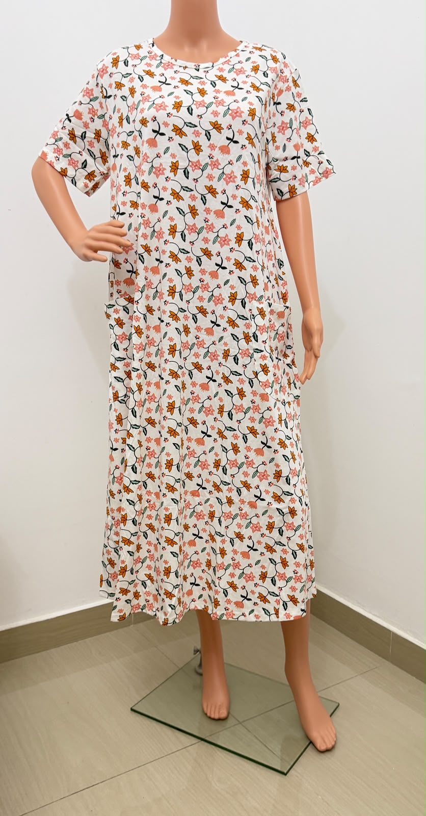 # **100% Cotton Floral Nightgown with Side Pockets-soft&Breathable Womens sleep wear