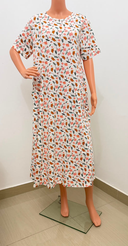 # **100% Cotton Floral Nightgown with Side Pockets-soft&Breathable Womens sleep wear