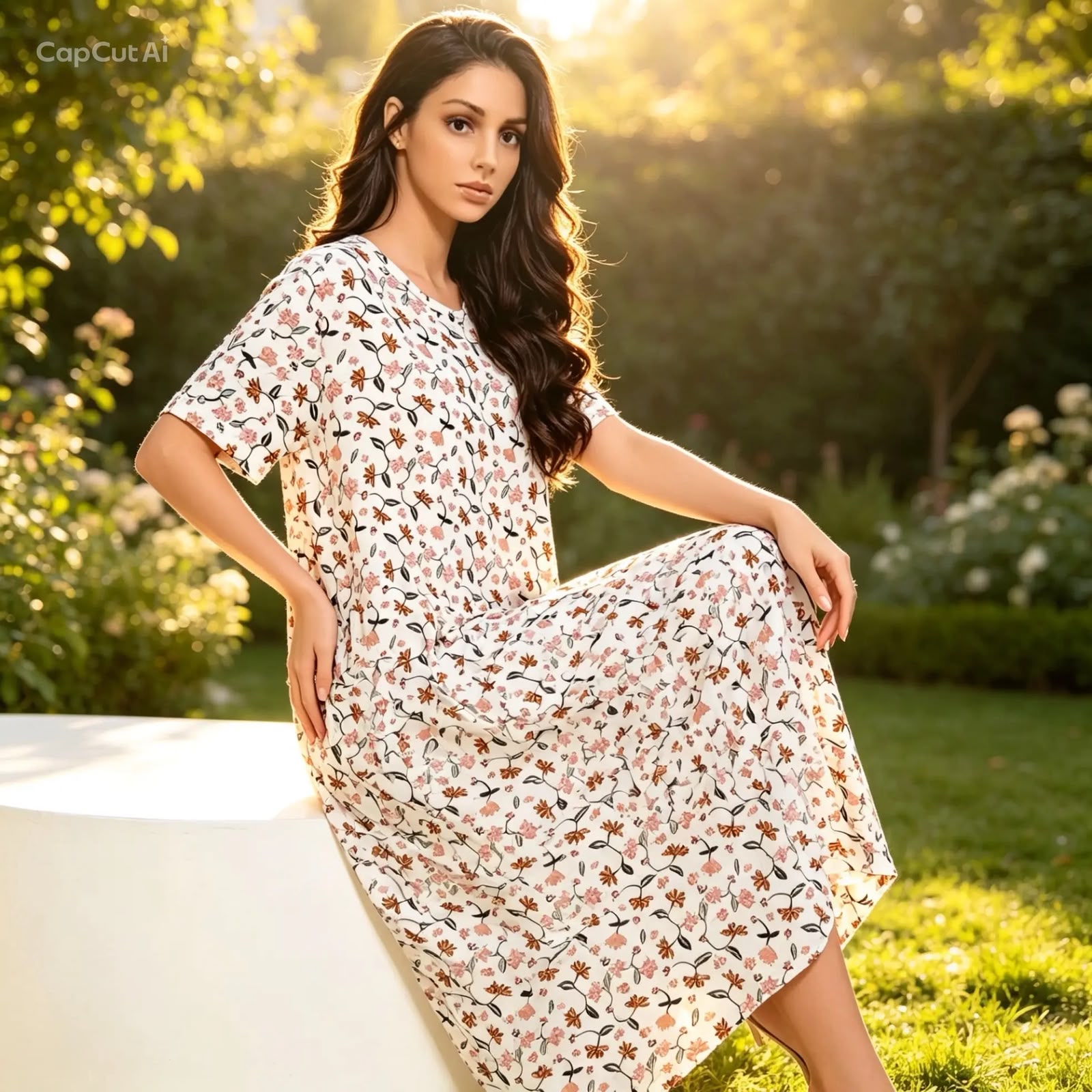 # **100% Cotton Floral Nightgown with Side Pockets-soft&Breathable Womens sleep wear