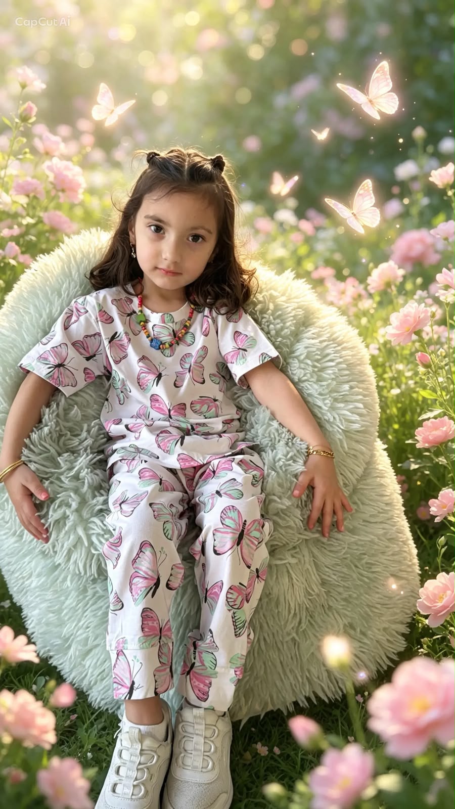 Girls' 100% Cotton Butterfly Print Pajama Set – Soft, Co Print Pajama Set,comfortable & Stylish