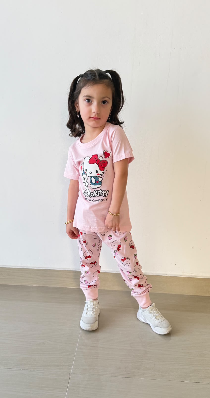 Girls' 100% Cotton Pink Pajama Set – Hello Kitty Print