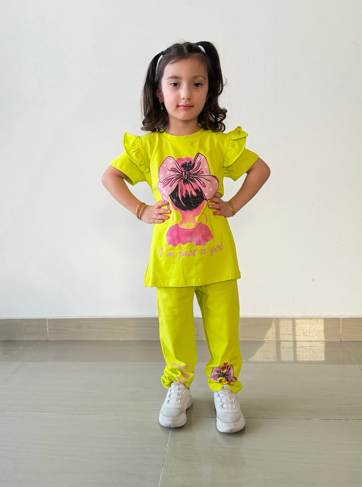Girls' 100% Cotton Pajama Set – Premium Quality with Large Bow Print