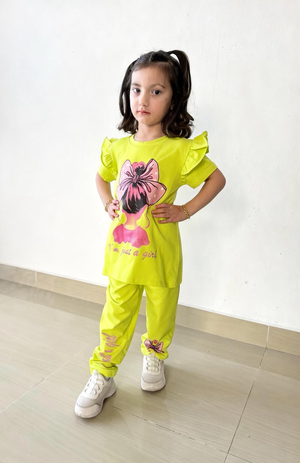 Girls' 100% Cotton Pajama Set – Premium Quality with Large Bow Print