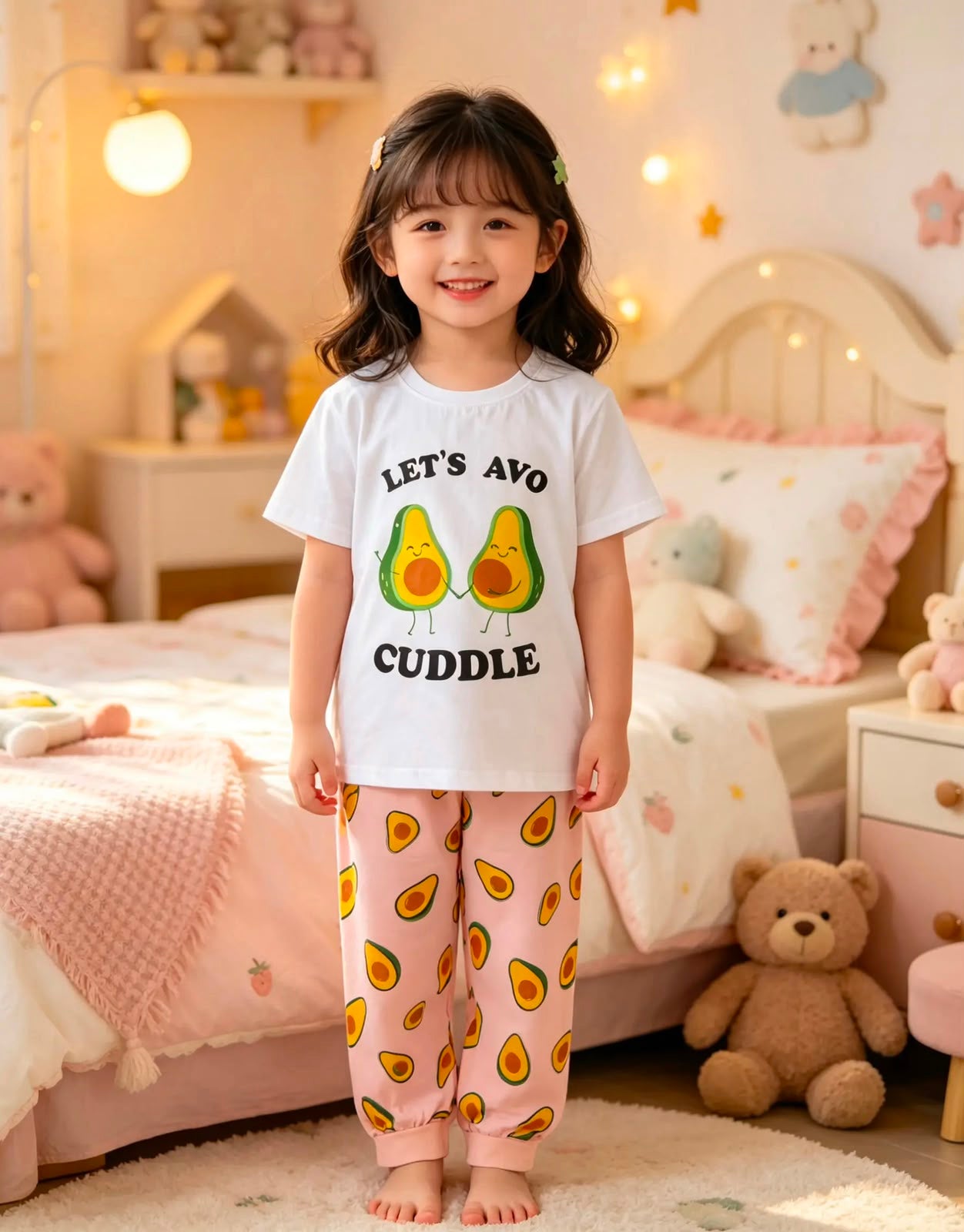 100% Cotton Kids' Avocado Print Pajama Set – Soft, Cute & Comfortable