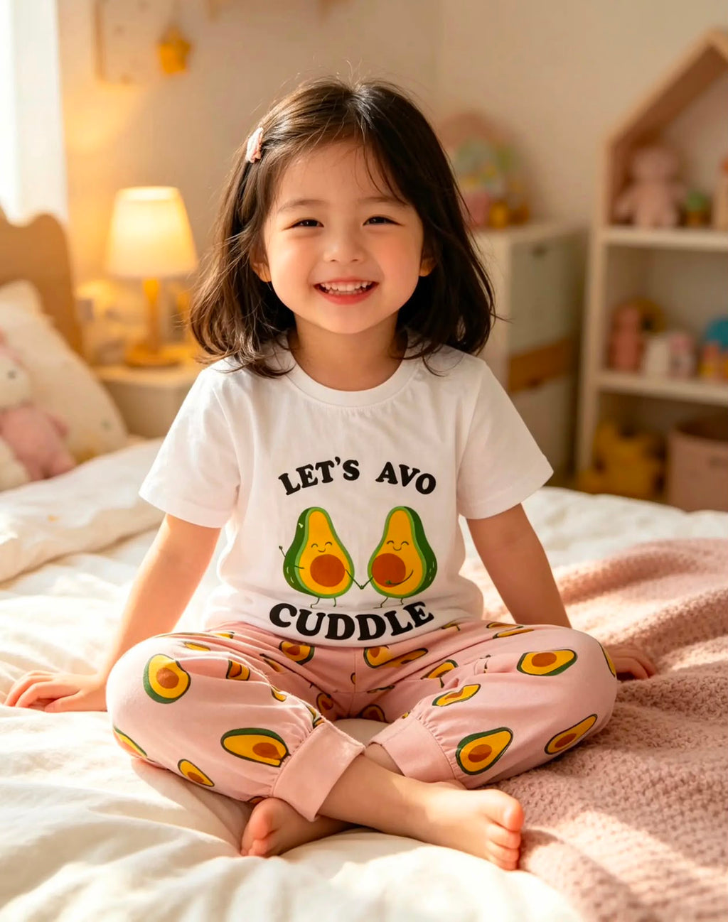 100% Cotton Kids' Avocado Print Pajama Set – Soft, Cute & Comfortable