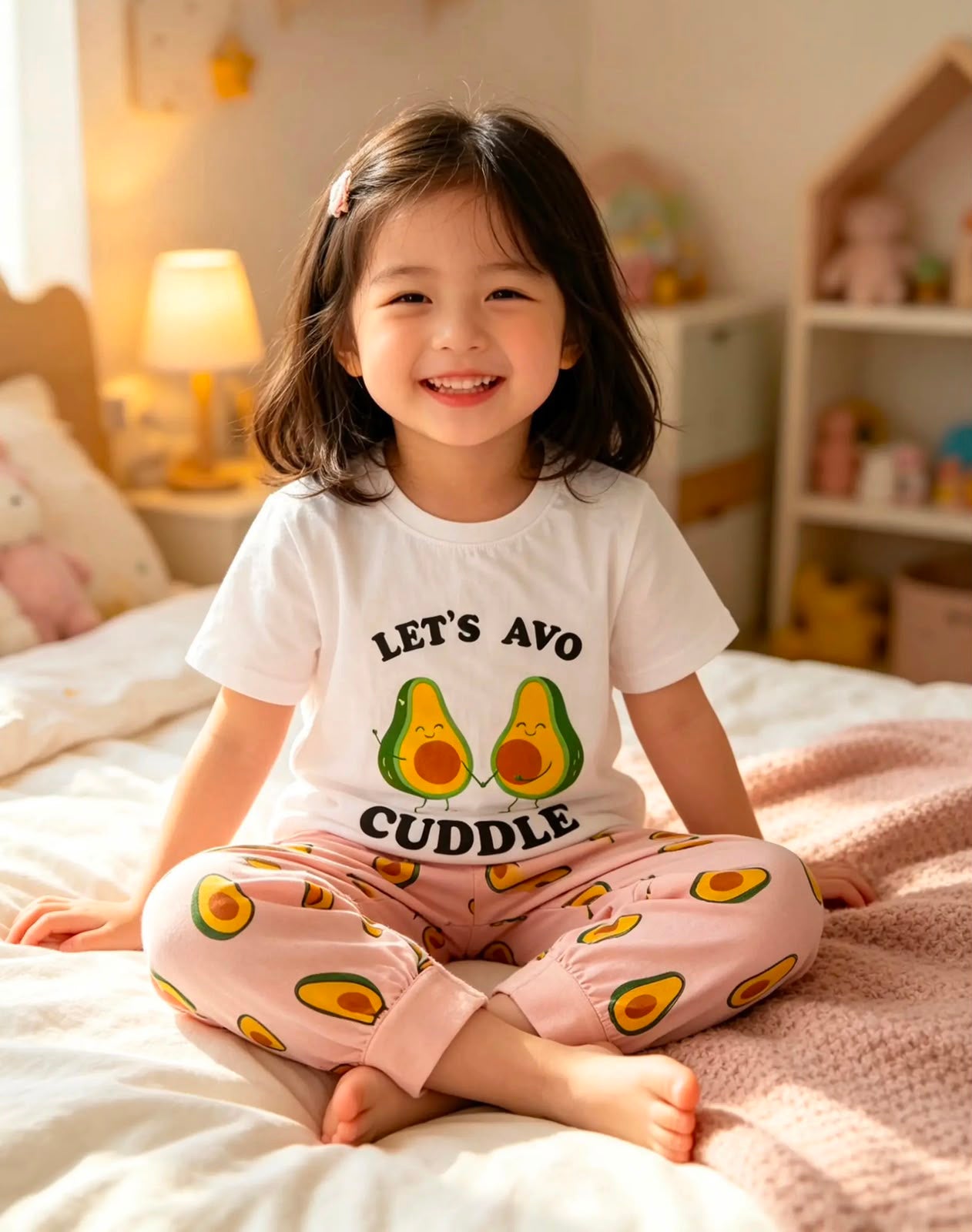 100% Cotton Kids' Avocado Print Pajama Set – Soft, Cute & Comfortable