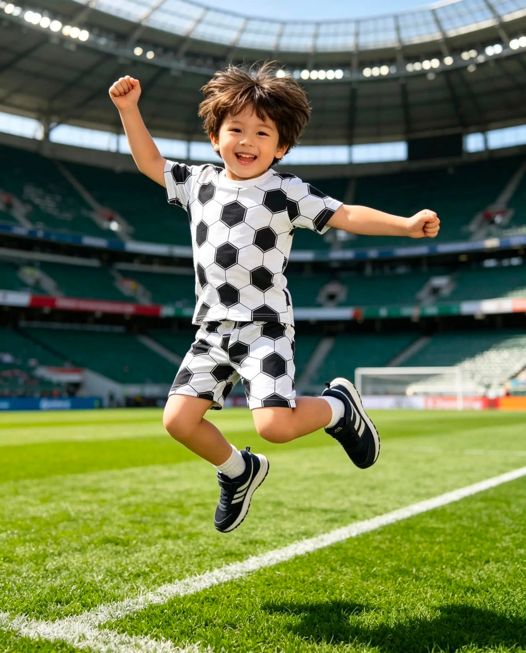 Boys' 100% Cotton Soccer Ball Print Pajama Set – White