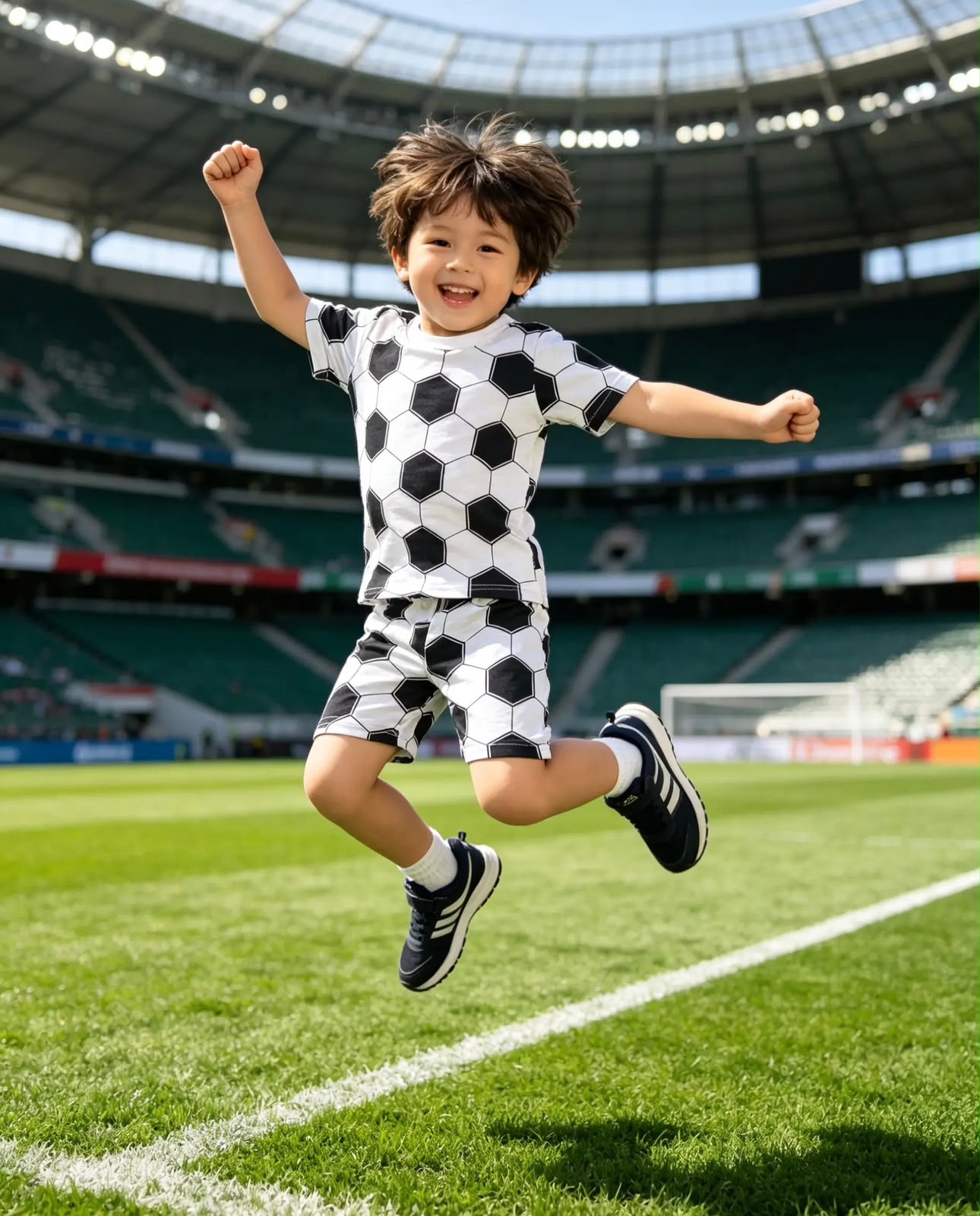 Boys' 100% Cotton Soccer Ball Print Pajama Set – White