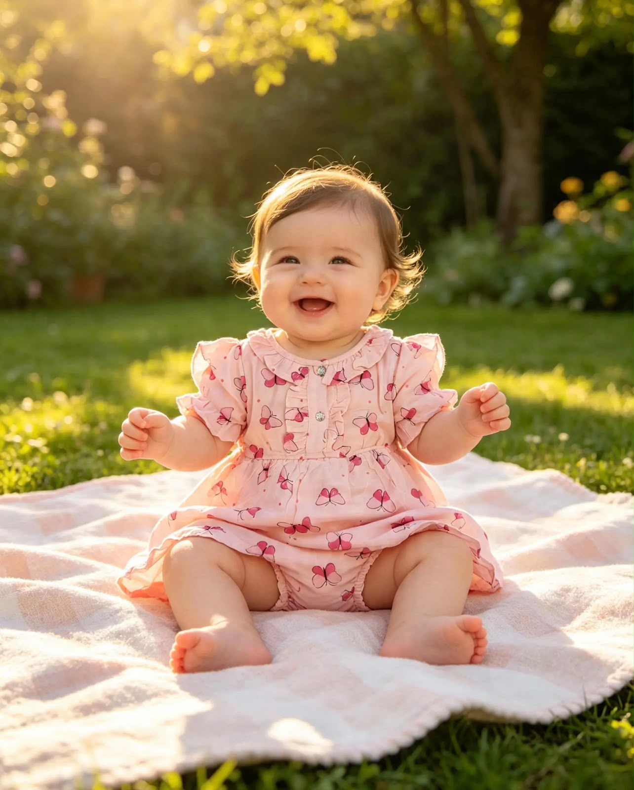 Elegant Pink Girls’ Dress with Beautiful Pink Butterfly Prints – Premium English Brand