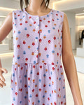 : Women's Mid-Length 100% Cotton Sleep Dress with Wide Straps